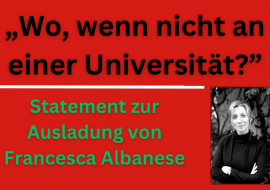Statement zur Ausladung von Francesca Albanese Statement zur Ausladung von Francesca Albanese